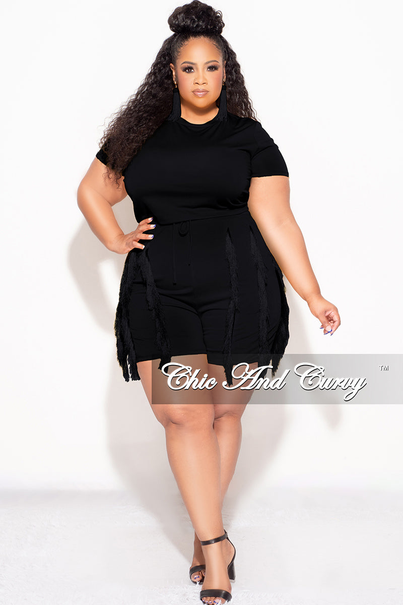 Final Sale Plus Size 2pc Tassel Set in Black