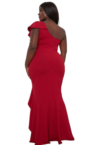 Final Sale Plus Size Gown With Slit in Red or Black