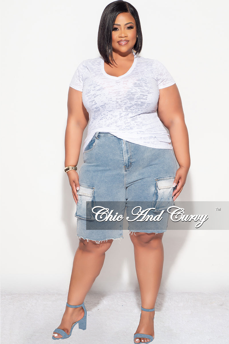 Final Sale Plus Size Cargo Short in Denim – Chic And Curvy