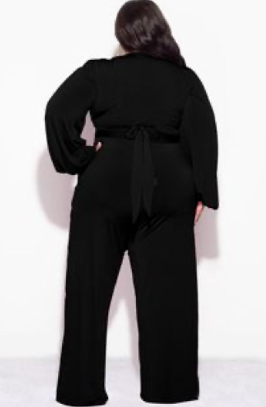 Final Sale Plus Size 2pc Tie Top & Pants in Black