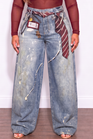 Final Sale Plus Size Printed Jeans With Flare Legs Burgundy Tie Print