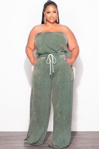 Final Sale Plus Size Strapless Jumpsuit in Green