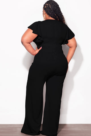 Final Sale Plus Size Ruffle Sleeve Jumpsuit in Black