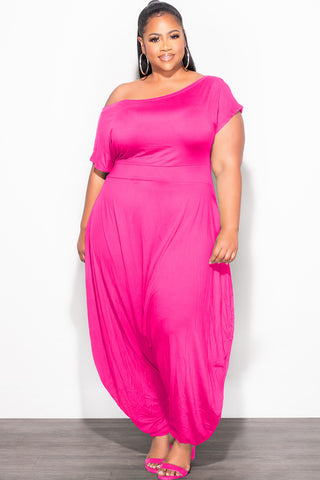 Final Sale Plus Size Harem Jumpsuit in Fuchsia