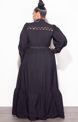 Final Sale Plus Size Eyelet Maxi  Dress in Black