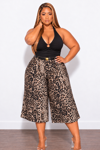 Final Sale Plus Size Jorts in Animal Print