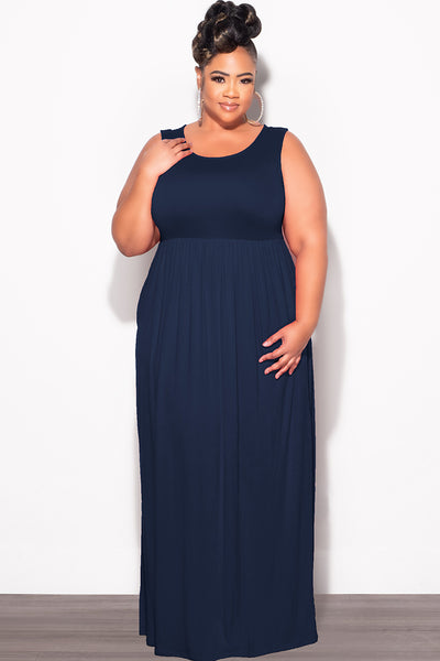 Purple Walmart Plus Maxi Dress Final Sale Plus Size Sleeveless Maxi Dress  In Navy  Chic And Curvy