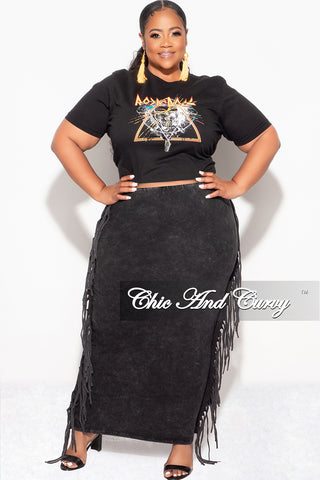 Final Sale Plus Size Rock N Roll Crop Top in Black