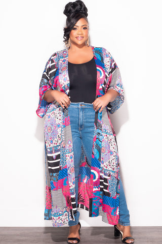 Final Sale Plus Size Plus Size Cardigan in Multi Color Design Print