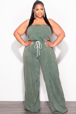 Final Sale Plus Size Strapless Jumpsuit in Green