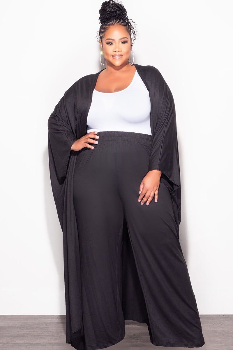 Final Sale Plus Size 2pc Kaftan and Pants Set in Black
