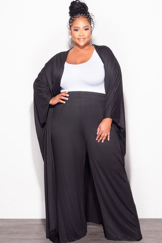 Final Sale Plus Size 2pc Kaftan and Pants Set in Black
