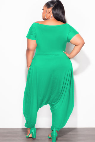 Final Sale Plus Size Harem Jumpsuit in Kelly Green
