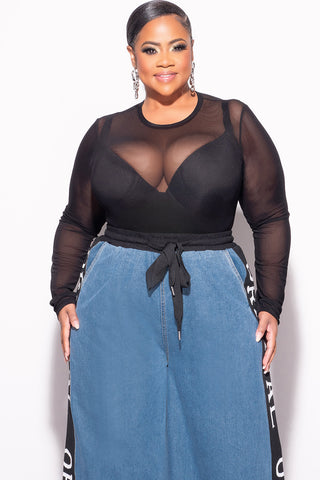 Final Sale Plus Size Top in Black Mesh