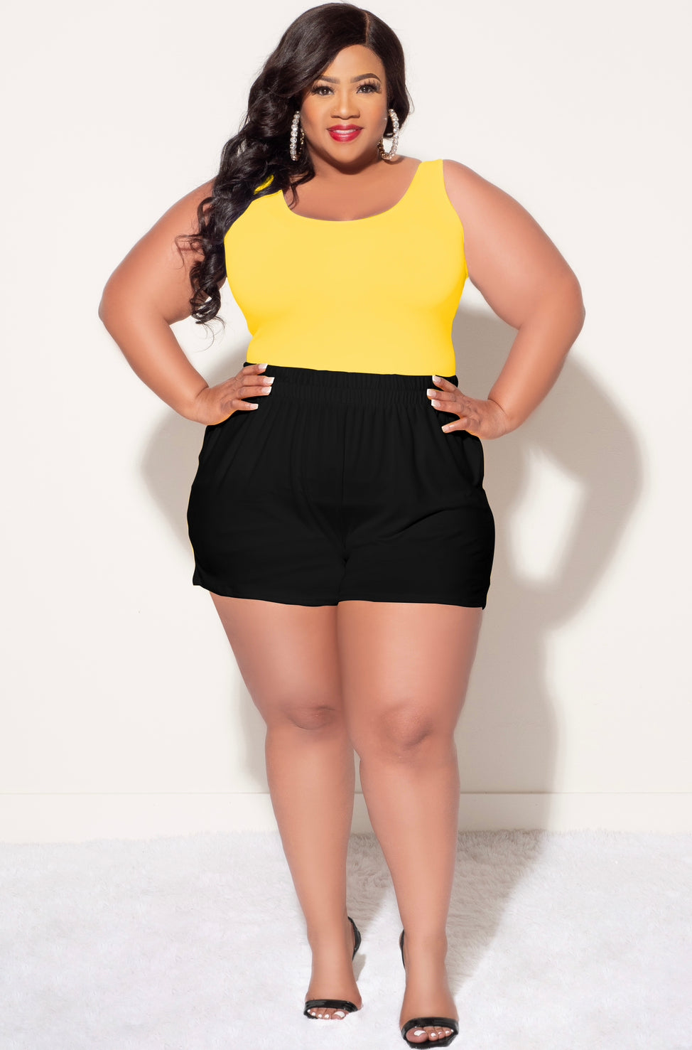 Final Sale Plus Size Camisole with Thick Straps in Bright Yellow (Top Only)