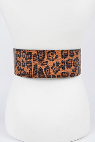 Final Sale Plus Size Oversized Animal Print Waist Belt with Gold Buckle