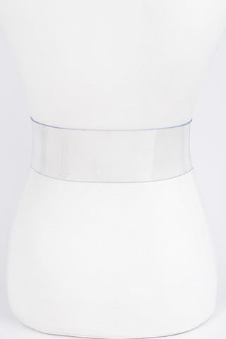 Final Sale Plus Size Rhinestone Metal Buckle Plus Size Transparent Belt in Silver