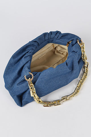 Final Sale Denim Rectangle Chain Clutch