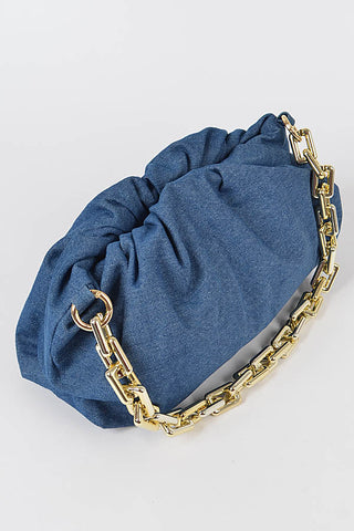 Final Sale Denim Rectangle Chain Clutch