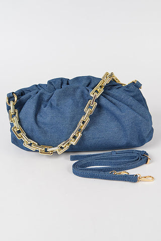 Final Sale Denim Rectangle Chain Clutch
