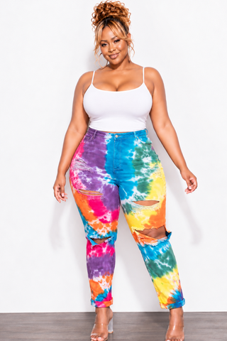 Final Sale Plus Size Multi-Color Tie Dye Pants