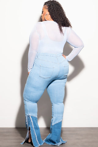 Final Sale Plus Size Mesh Top in Light Blue