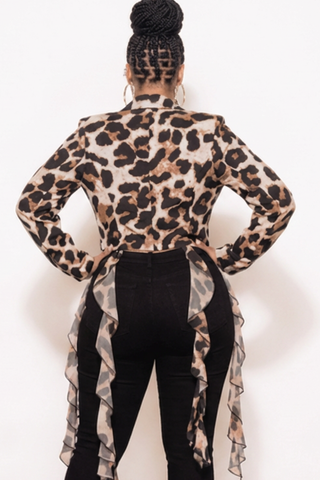 Final Sale Plus Size Long Sleeve Blazer In Animal Print