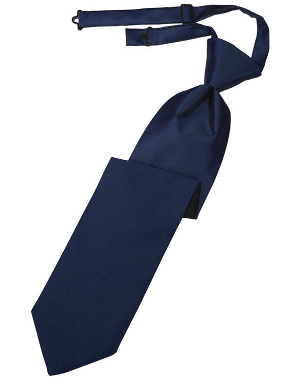 Final Sale Solid Luxury Satin Necktie Pre-tied in Navy