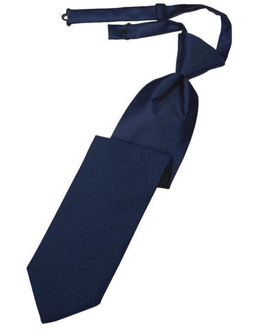 Final Sale Solid Luxury Satin Necktie Pre-tied in Navy