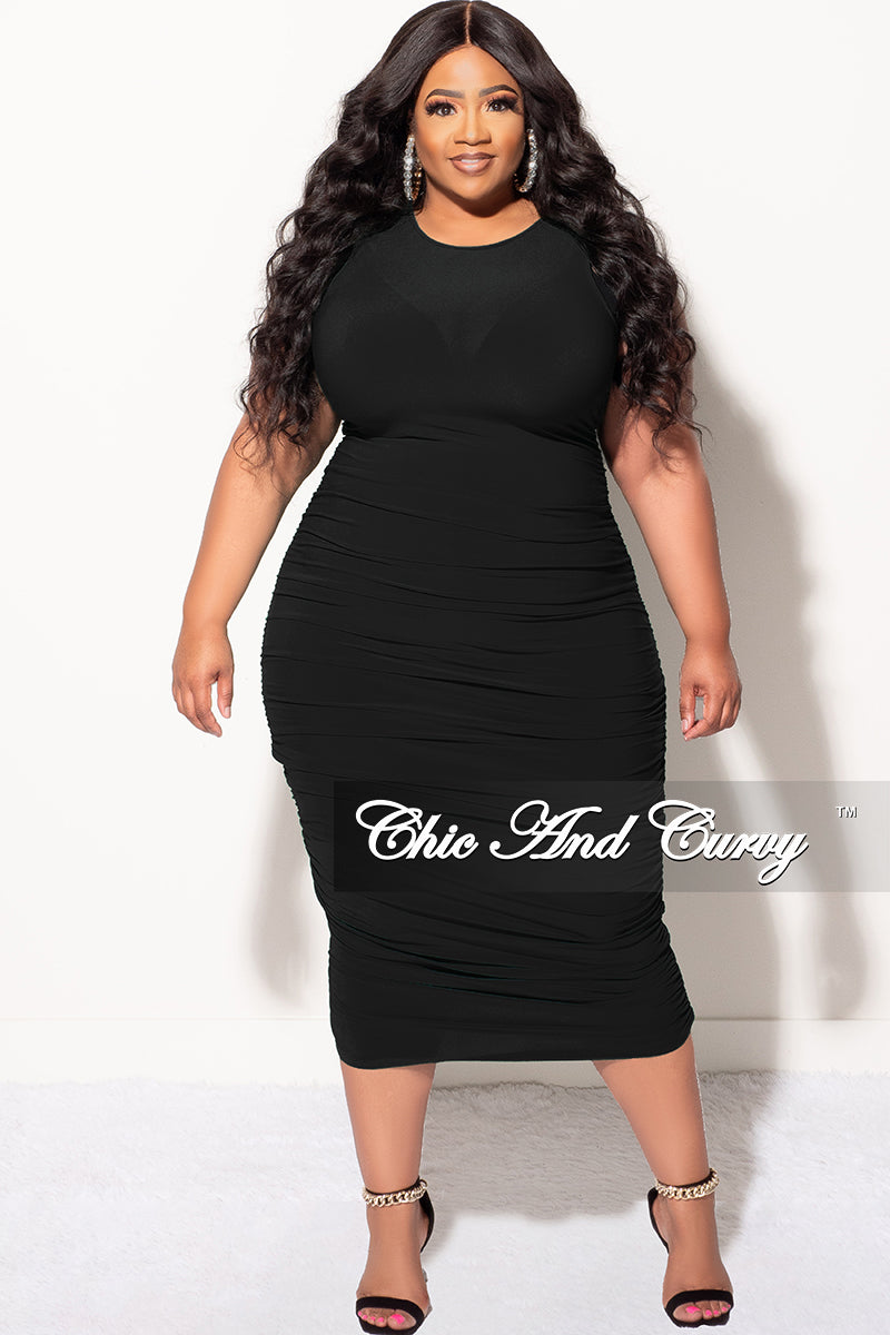 Final Sale Plus Size Sleeveless Ruched Dress in Black