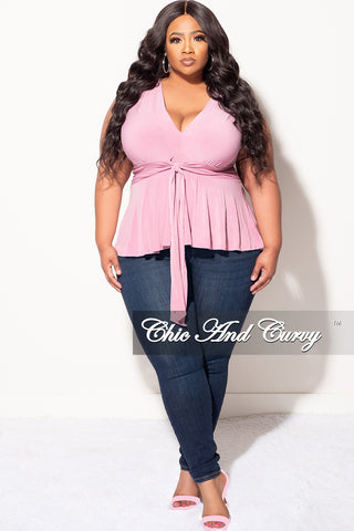 Final Sale Plus Size Sleeveless Peplum Top in Mauve Pink