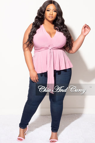 Final Sale Plus Size Sleeveless Peplum Top in Mauve Pink