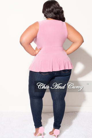 Final Sale Plus Size Sleeveless Peplum Top in Mauve Pink