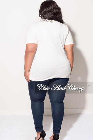 Final Sale Plus Size Short Sleeve Crew Neck Hello Summer T-Shirt in Ivory