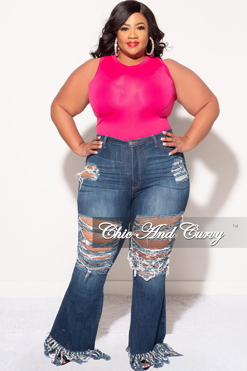 Final Sale Plus Size Sleeveless Bodysuit in Fuchsia – Chic And Curvy