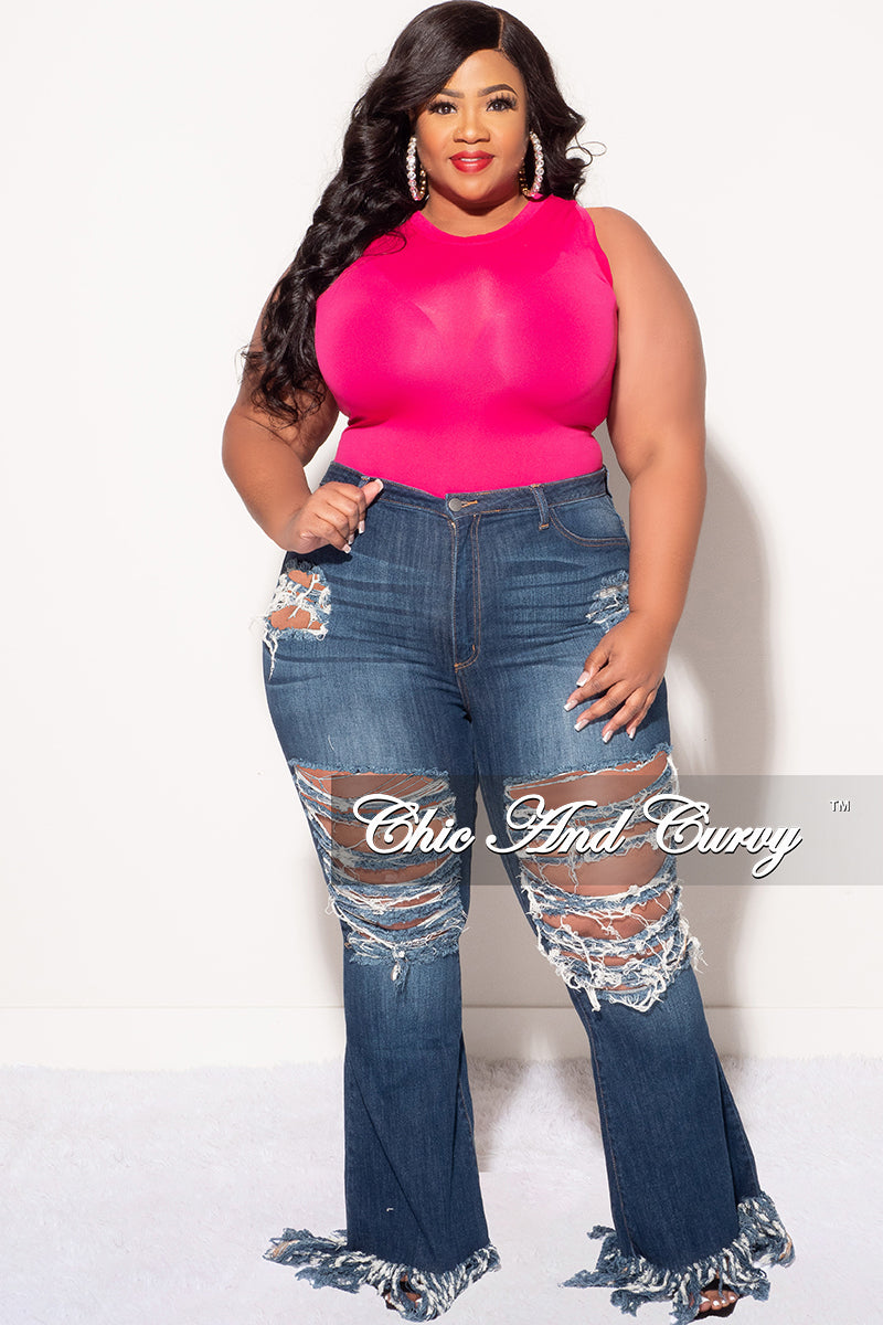 Final Sale Plus Size Sleeveless Bodysuit in Fuchsia – Chic And Curvy