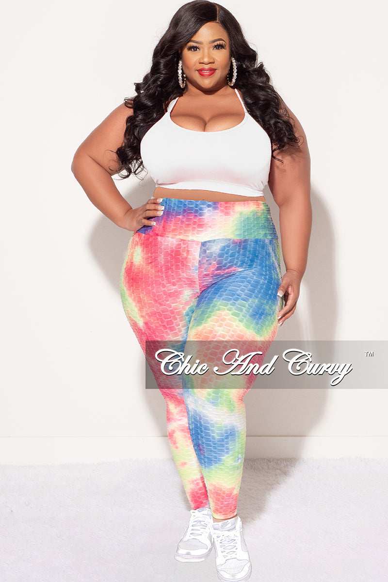 Final Sale Plus Size Honey Comb Leggings in Pink, Blue, Neon Green