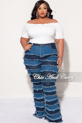 Final Sale Plus Size Frill Crop Top in White