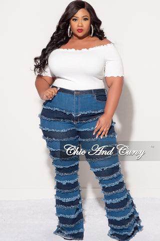 Final Sale Plus Size Frill Crop Top in White