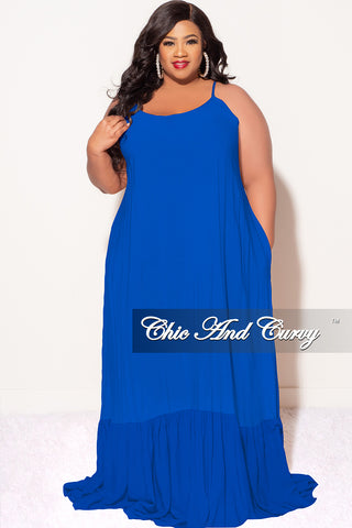 Final Sale Plus Size Maxi Dress with Spaghetti Straps in Royal Blue