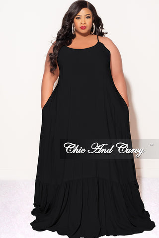 Final Sale Plus Size Maxi Dress with Spaghetti Straps in Black