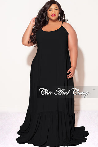 Final Sale Plus Size Maxi Dress with Spaghetti Straps in Black