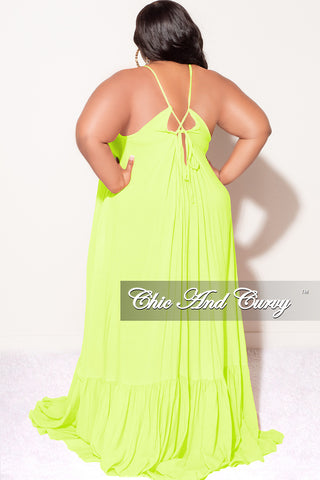 Final Sale Plus Size Maxi Dress with Spaghetti Straps in Neon