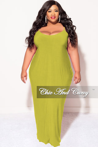 Final Sale Plus Size Spaghetti Strap Maxi Dress in Lime