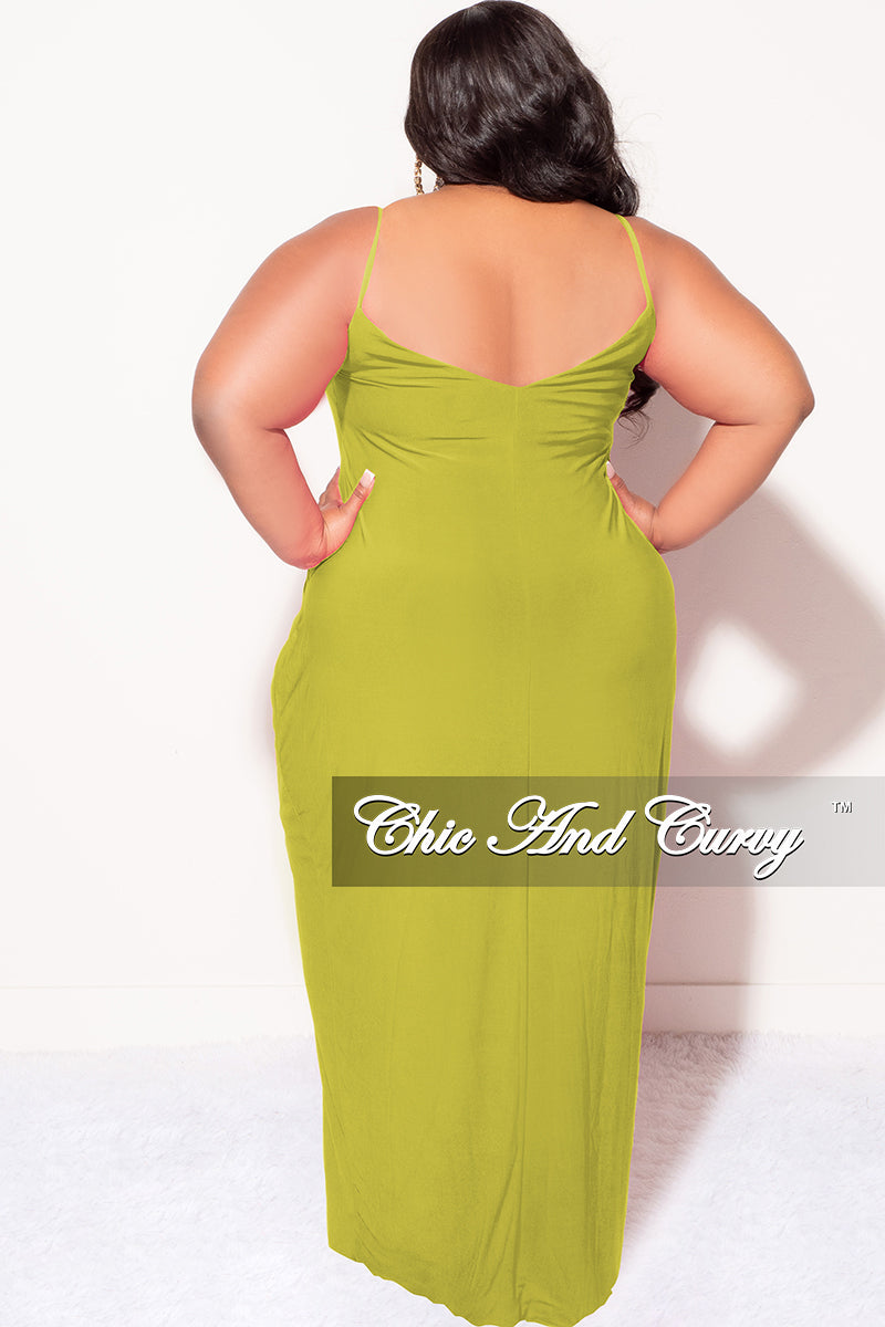 Final Sale Plus Size Spaghetti Strap Maxi Dress in Lime