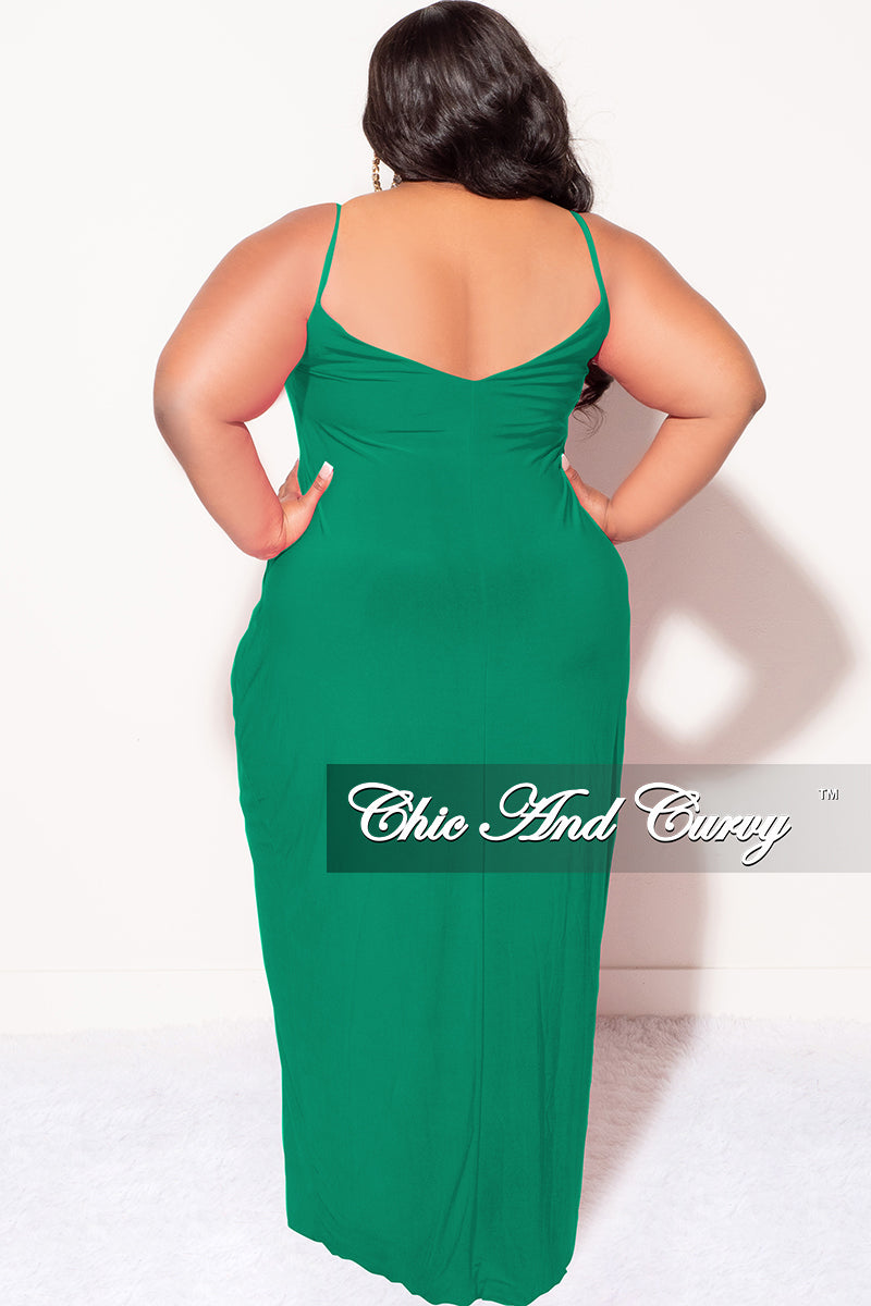 Final Sale Plus Size Spaghetti Strap Maxi Dress in Kelly Green