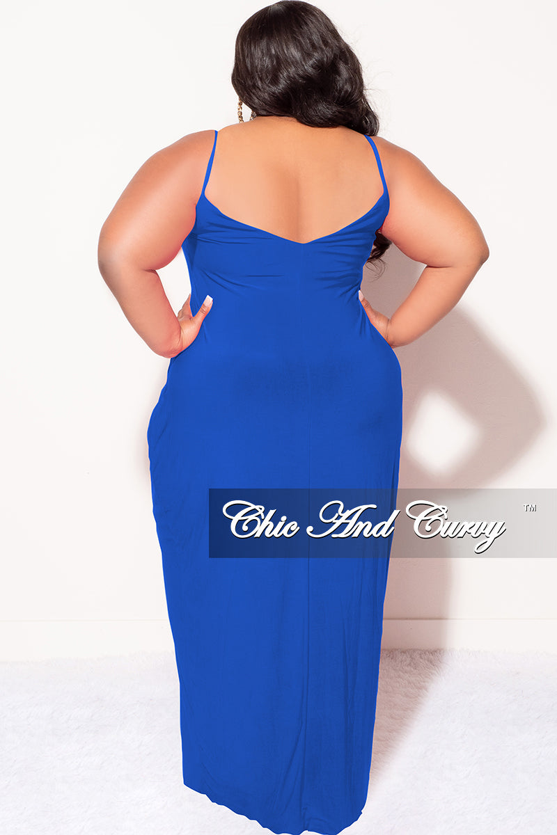 Final Sale Plus Size Spaghetti Strap Maxi Dress in Royal – Chic And Curvy