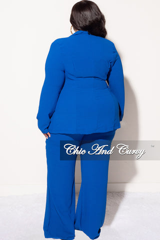 Final Sale Plus Size Blazer 2pc Set in Royal Blue