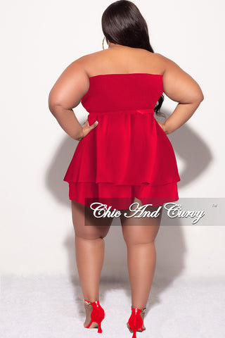Final Sale Plus Size Strapless Romper in Red