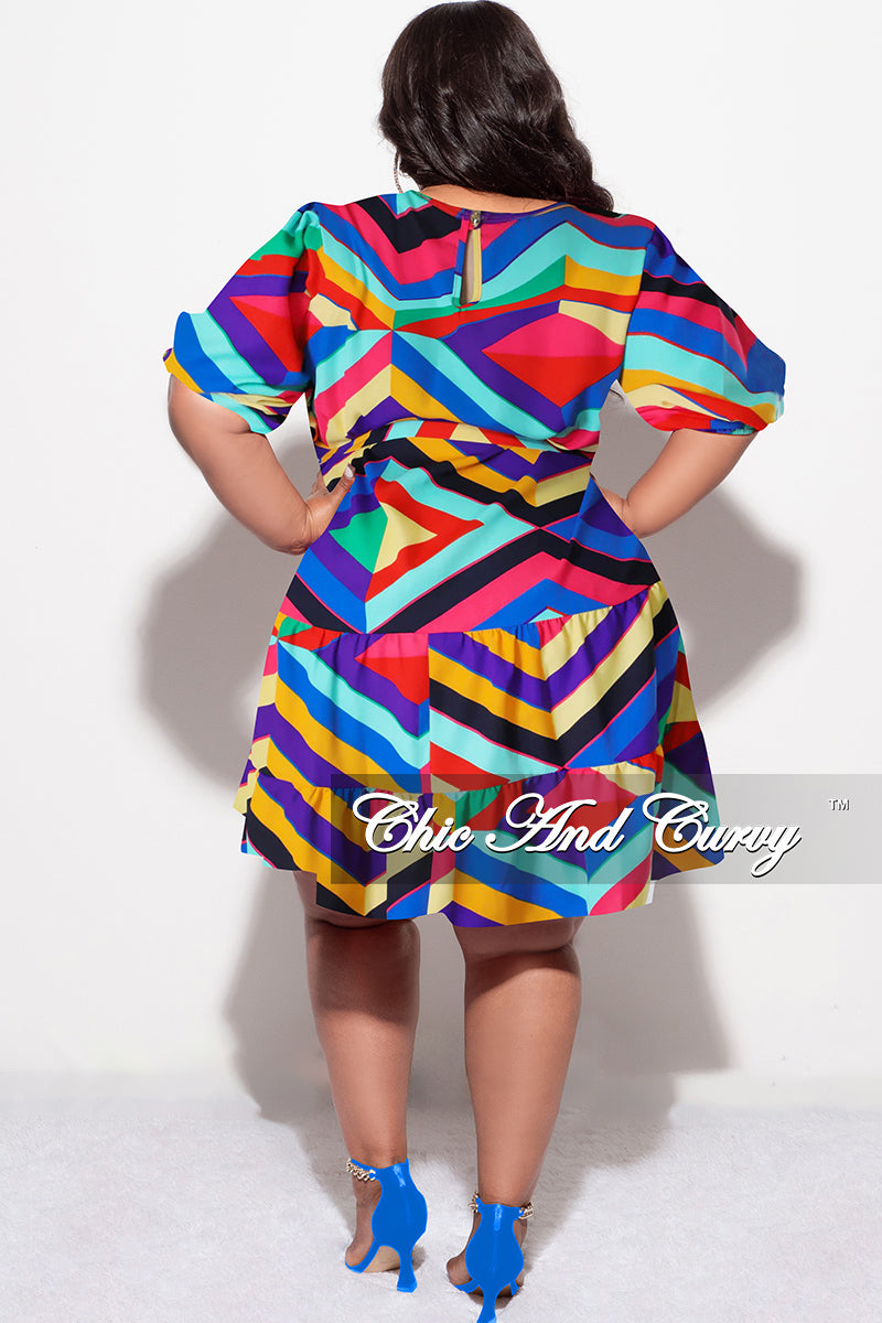 Final Sale Plus Size Skater Dress in Multi-Color Print